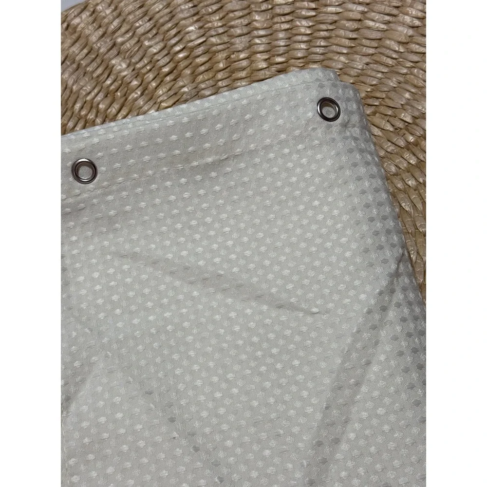 Dynamene Ivory Waffle Weave Shower‎ Curtain Hotel Spa Style 72x72 12 Hook Holes